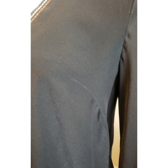 Madewell Black Silk Top Womens S Boho Open Back Flare Sleeve Stitched Y2K Blouse - Picture 7 of 11